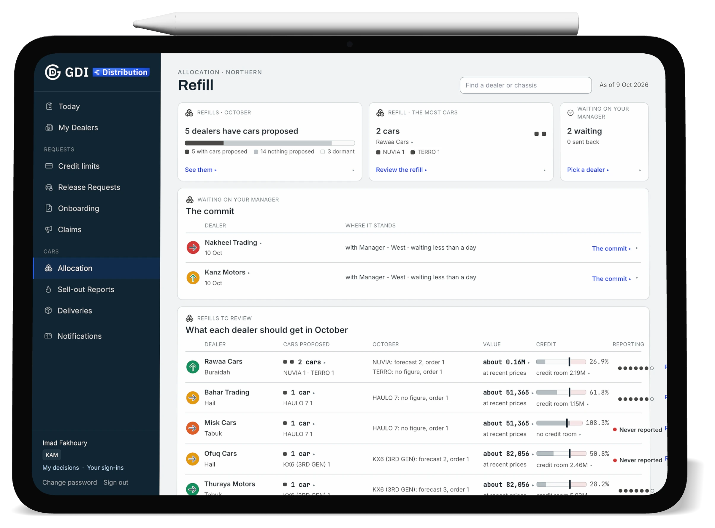 This month's refill proposals by partner